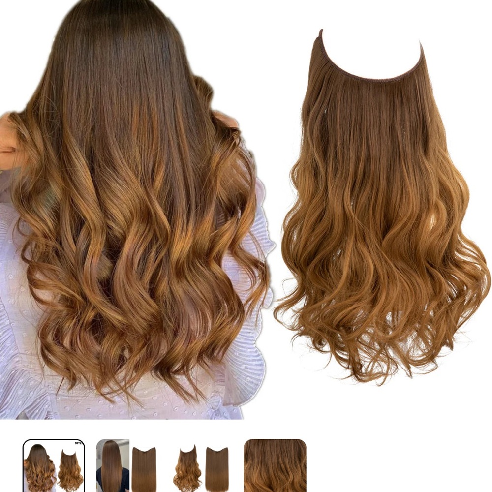 Luxurious Brown Wavy Hair Halo Extension
